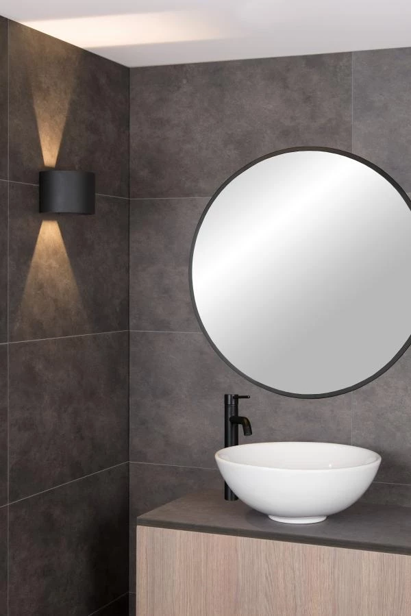 Lucide AXI - Wall spotlight Bathroom - LED - 2x3,5W 2700K - IP54 - Black - ambiance 1